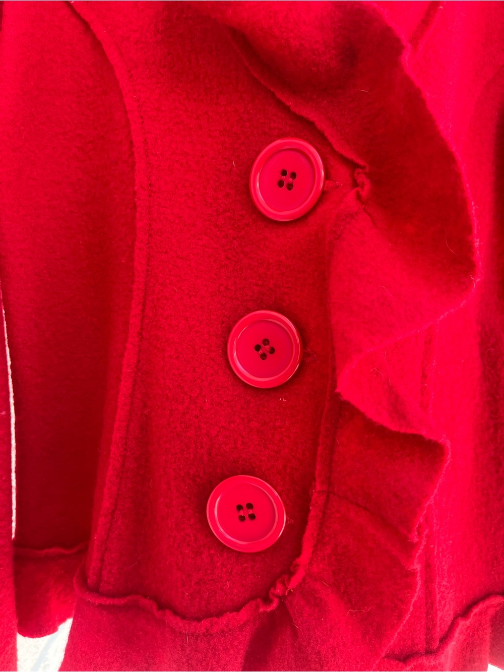 Ruby Rd Red 100% Wool Ruffle Cardigan Jacket M - Picture 7 of 7